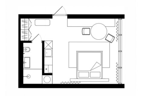 Denah Apartemen «STUDIO», studio di The HEIGHTS