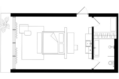 Denah Apartemen «STUDIO», studio di The HEIGHTS