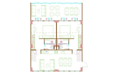 Планировка Квартиры «2BR-2» с 2 спальнями в ЖК Habbi Melasti Residence