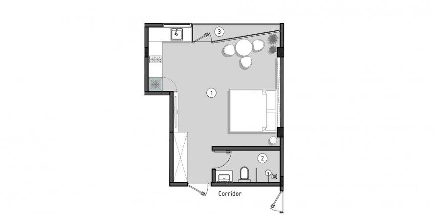 1 bedroom Apartment in Oasis III Apartments, Tibubeneng, Badung, Bali (4835)